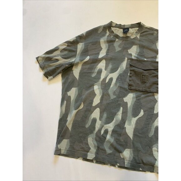 Armani Exchange Men's Green Camo Pocket Logo Tee XL 100% Cotton - Picture 2 of 10